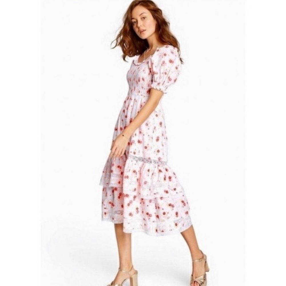 Cotton Pink Floral Maxi/Midi Dress - Picture 5 of 7